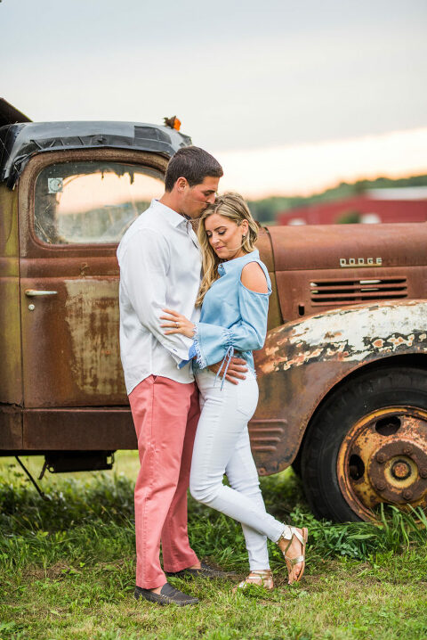 old truck romantic engagement