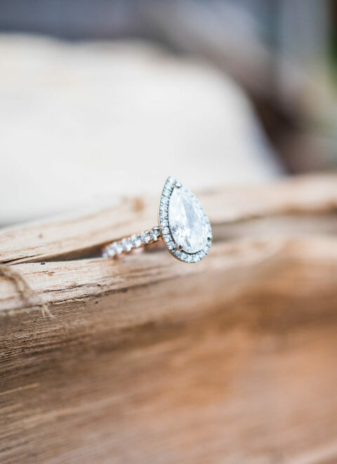 engagement ring solo shot on wood romantic engagement
