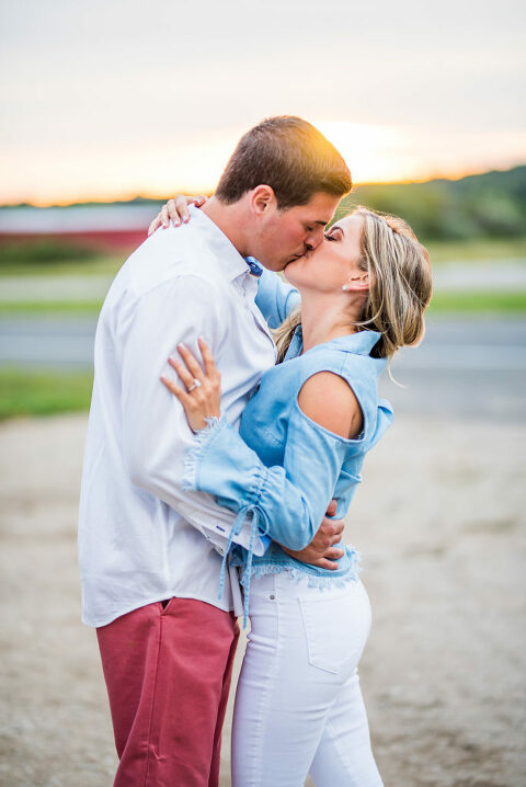 sunset kiss romantic engagement