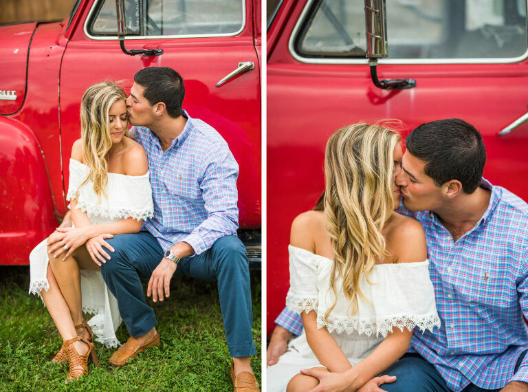 red truck romantic engagement