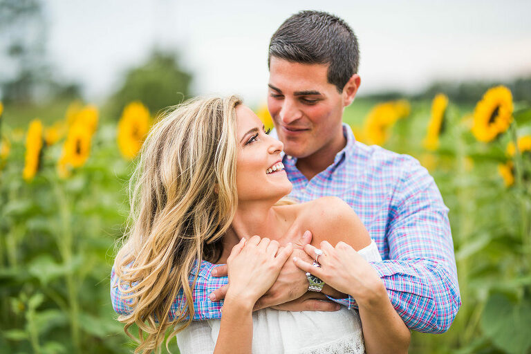 sunflowers laugh romantic engagement 