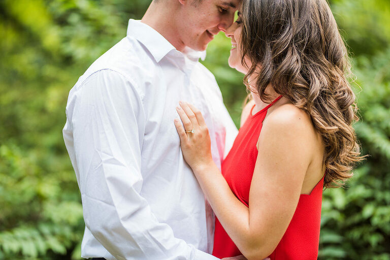 smile red dress summer engagement 