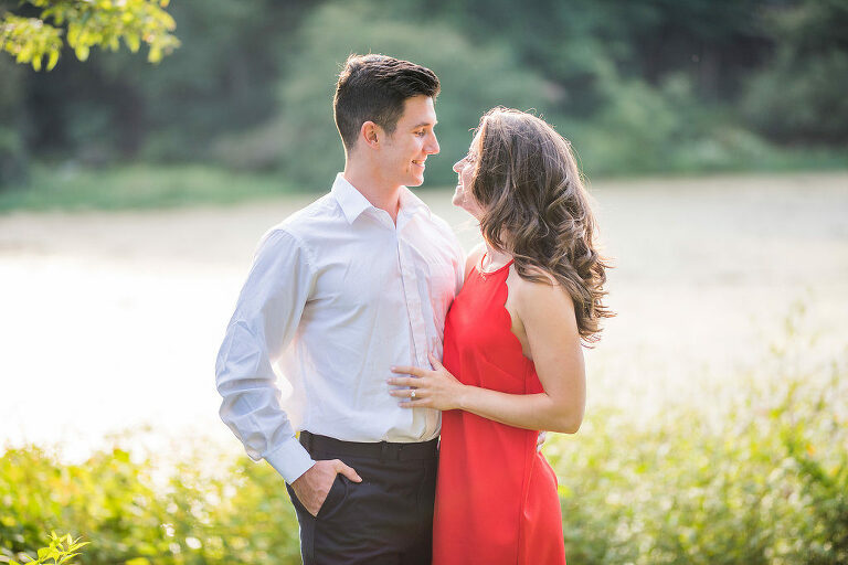 red dress summer engagement