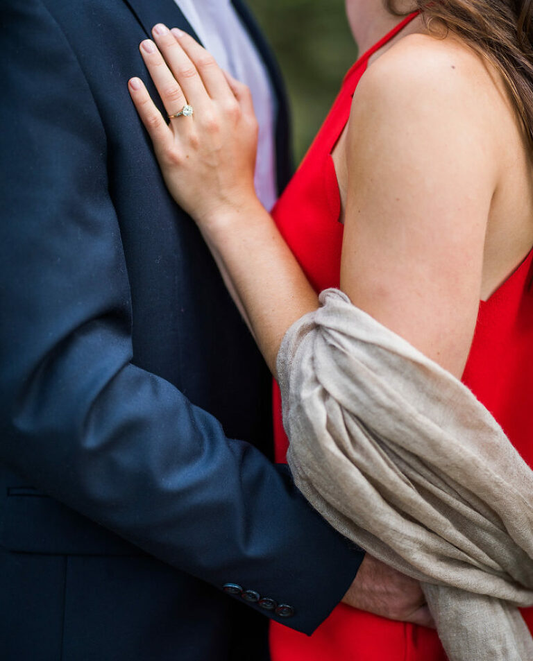 engagement ring red dress summer engagement 