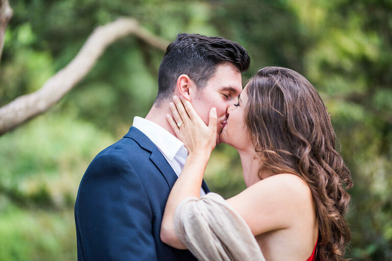 kiss red dress summer engagement 