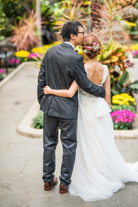 couple arboretum garden wedding