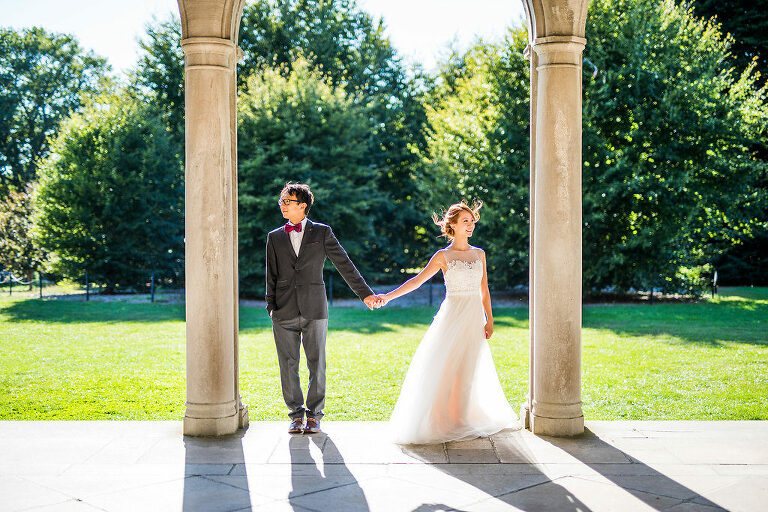 bride and groom architecture Kaitlyn Ferris photography garden wedding