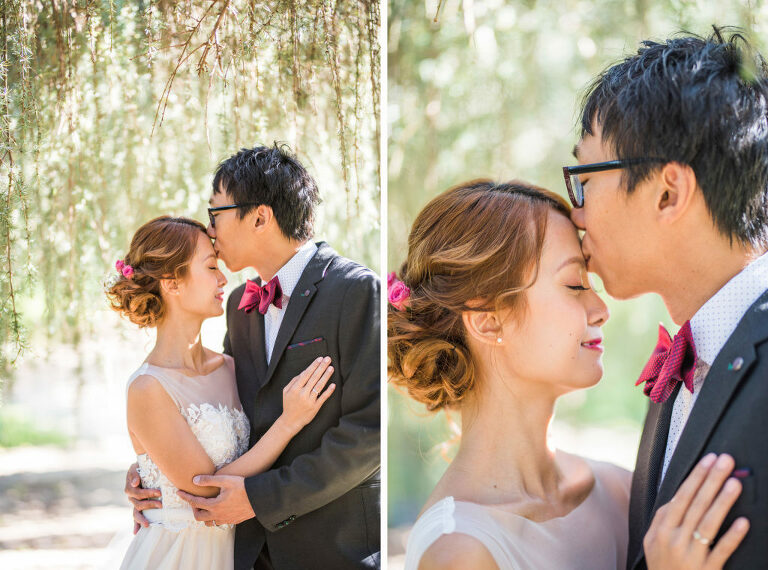 forehead kiss couple garden wedding