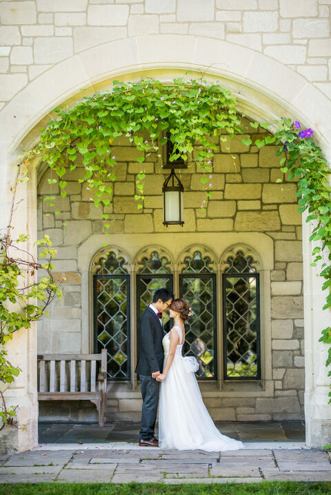 bride and groom forehead to forehead Kaitlyn Ferris photography garden wedding