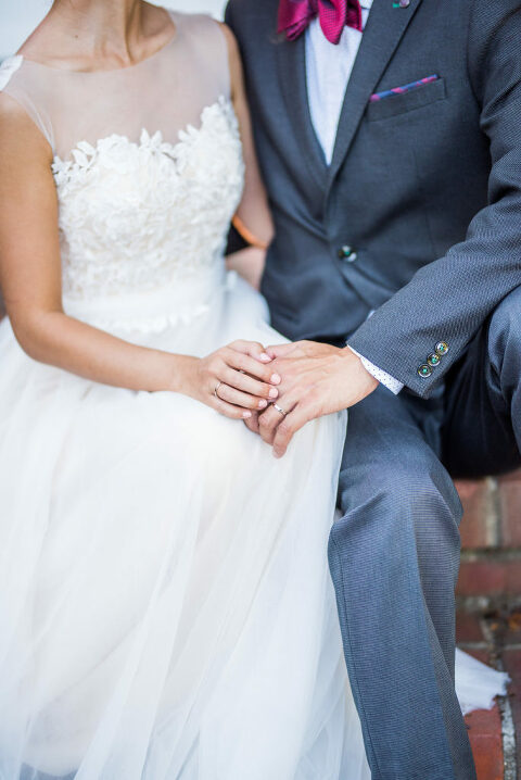 details of bride and groom hands Kaitlyn Ferris photography garden wedding