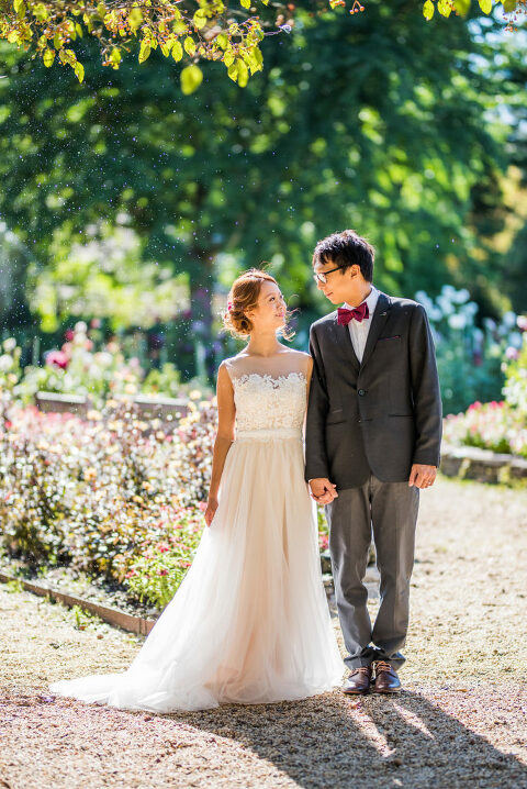 looking at each other garden wedding