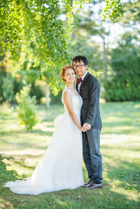 standing together greenery garden wedding